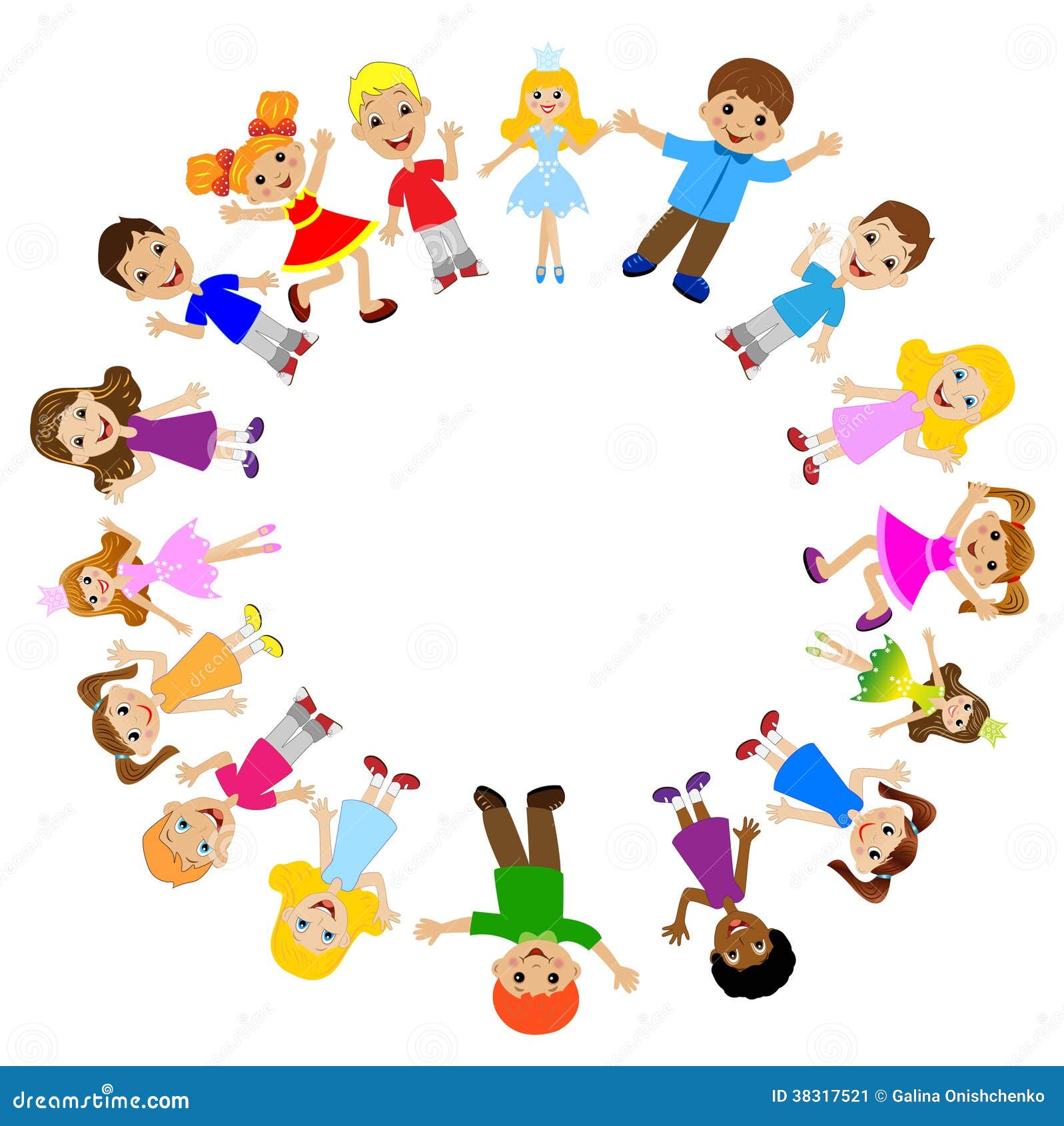 immagini e vettoriali Molti bambini alzati in un cerchio illustrazione