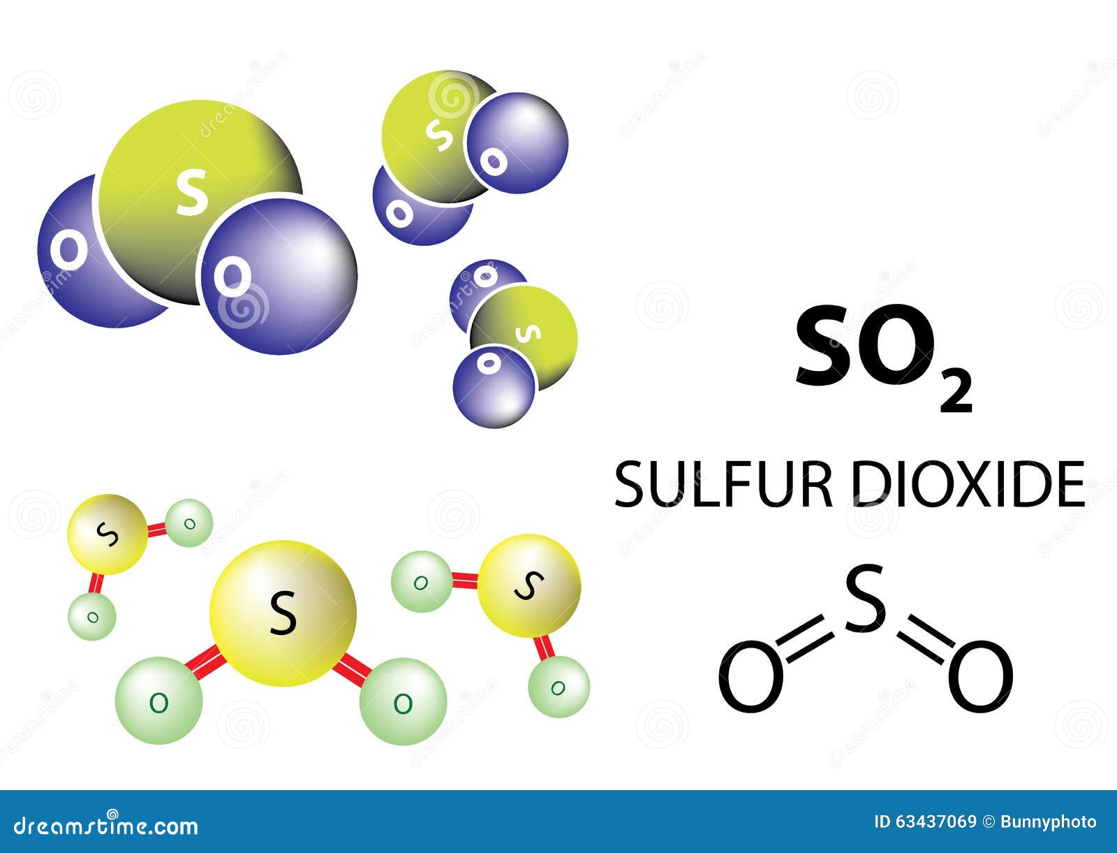 Molécula Del Dióxido De Azufre Estructura Química Ilustración Del