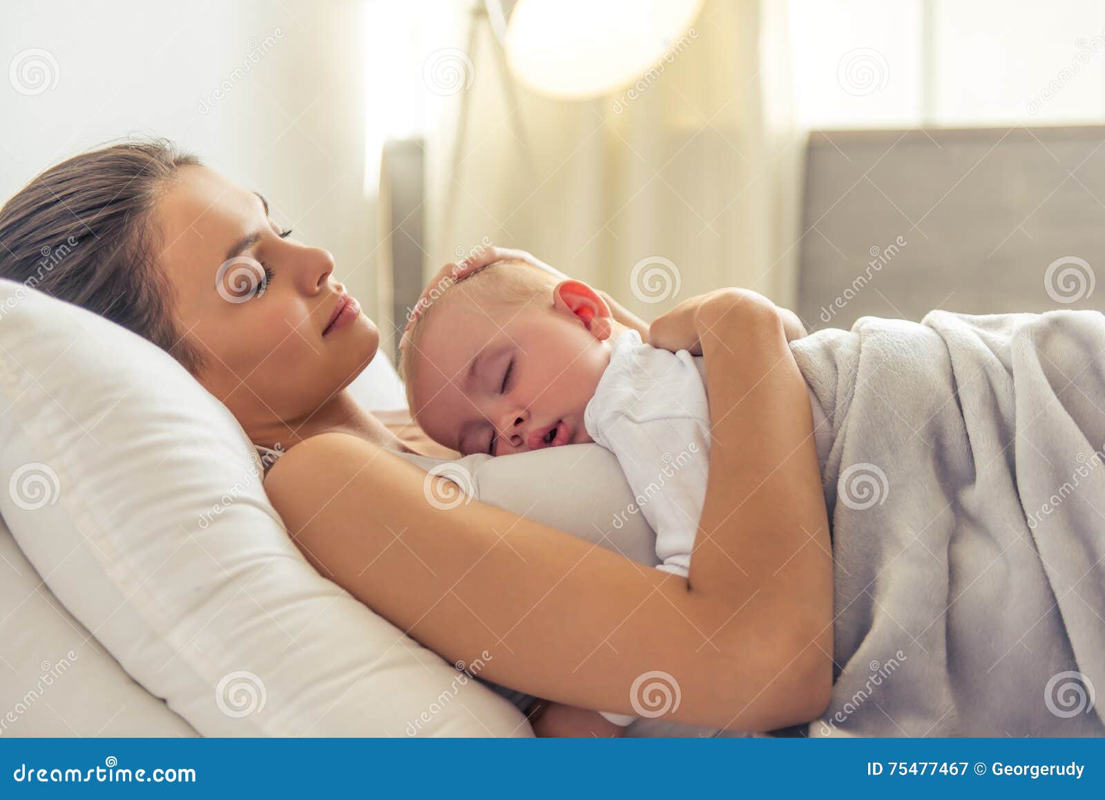 Mom and baby stock image. Image of cute, girl, happy - 75477467