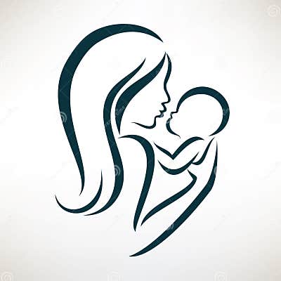 Mom and Baby Stylized Vector Symbol Stock Vector - Illustration of help ...