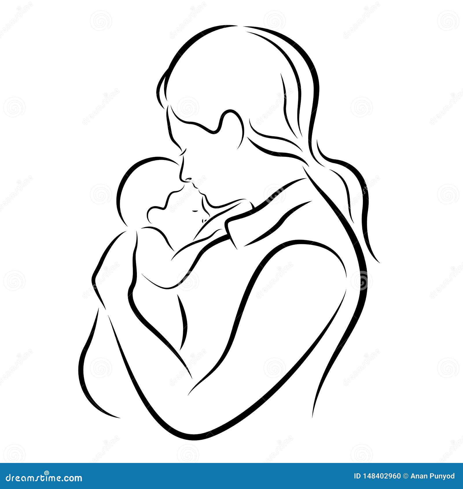 Mom Breastfeeding Baby Abstract Line Vector Design Stock Vector ...