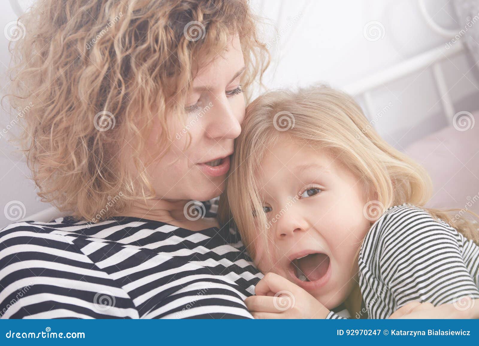 mom calming daughter