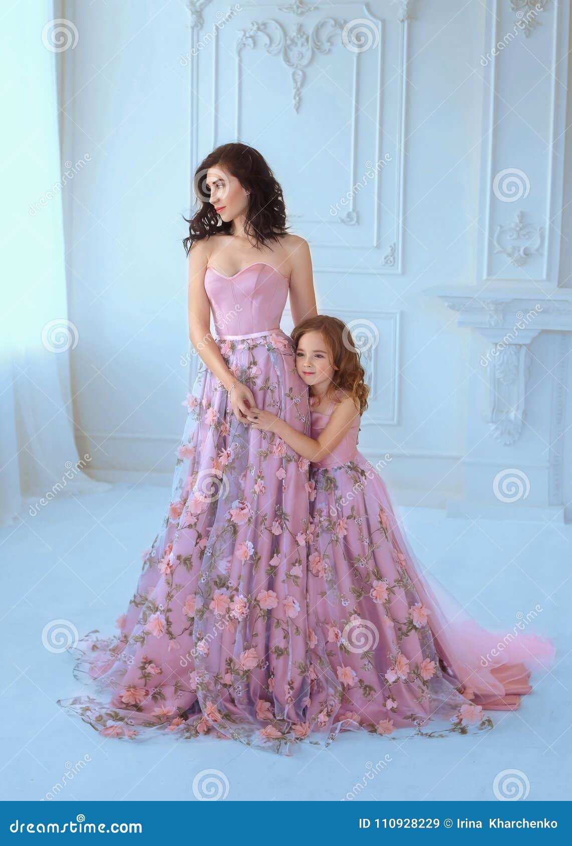 white dress mom and daughter