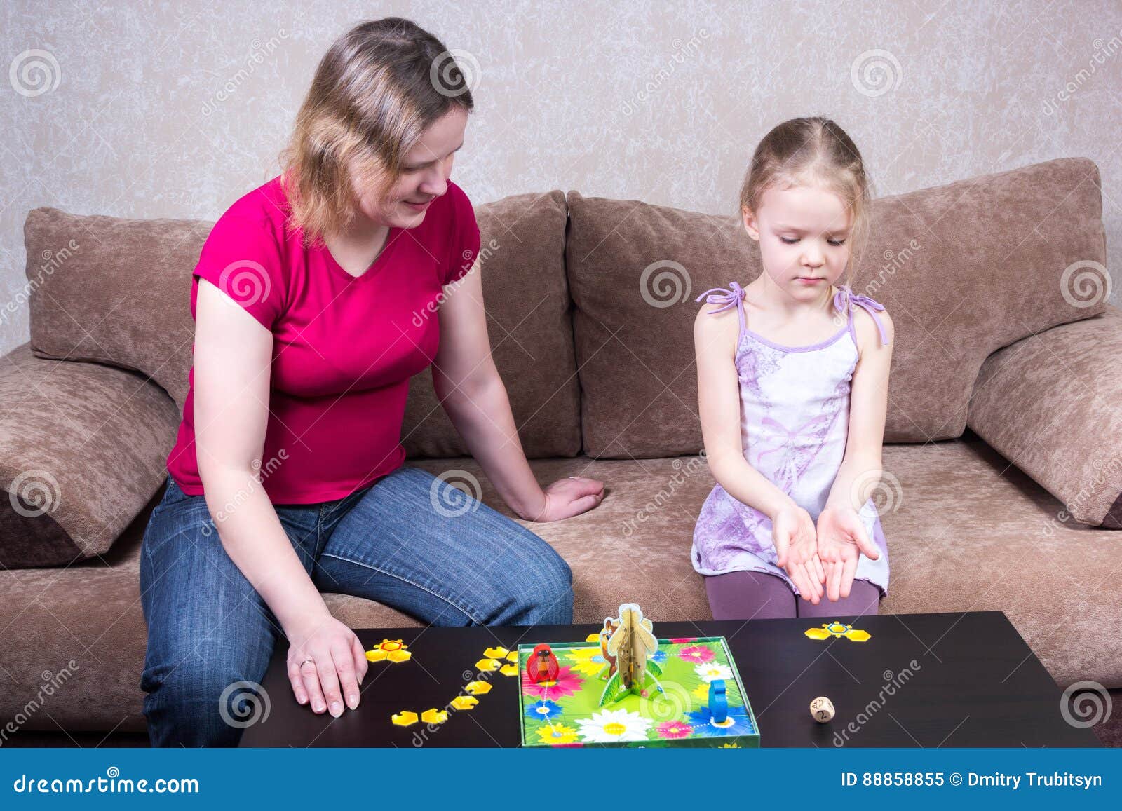 Mom and Daughter Playing Table Game Stock Image Image of lifestyle