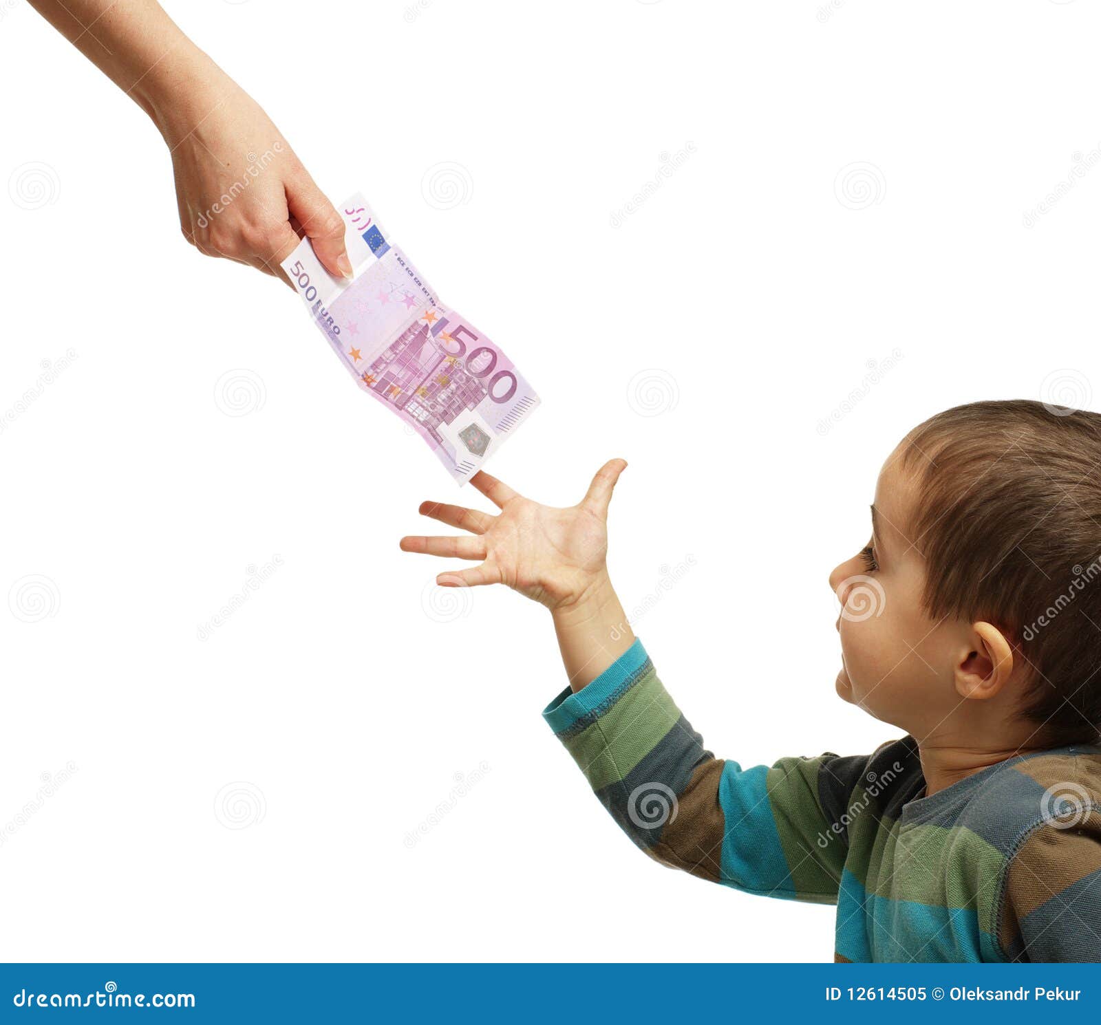 Mom Gives Pocket Money To Her Son Stock Image - Image of accept, money:  12614505