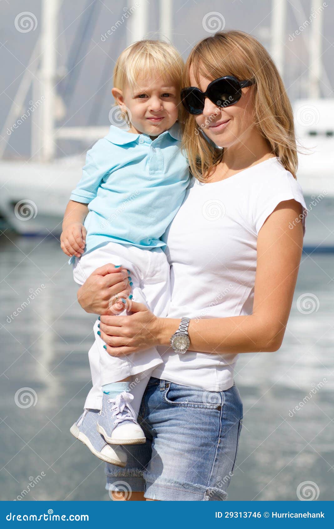 Mom And Her Cute Little Blond Son Royalty Free Stock Image