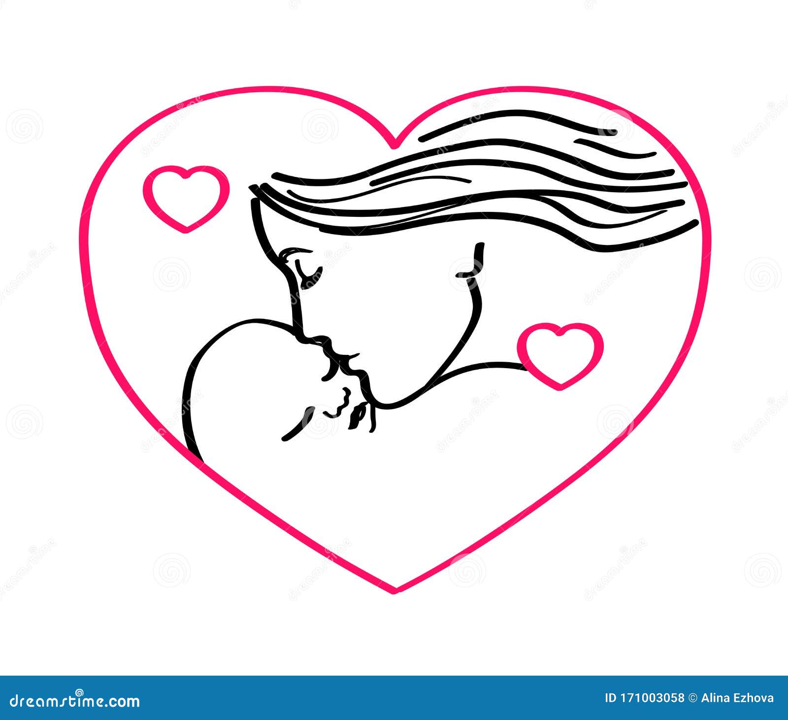 Mom Kisses Her Baby on a White Background. Vector. Stock Vector ...