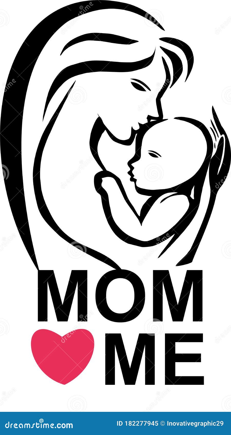 Mom Love Me logo line art stock vector. Illustration of beauty ...