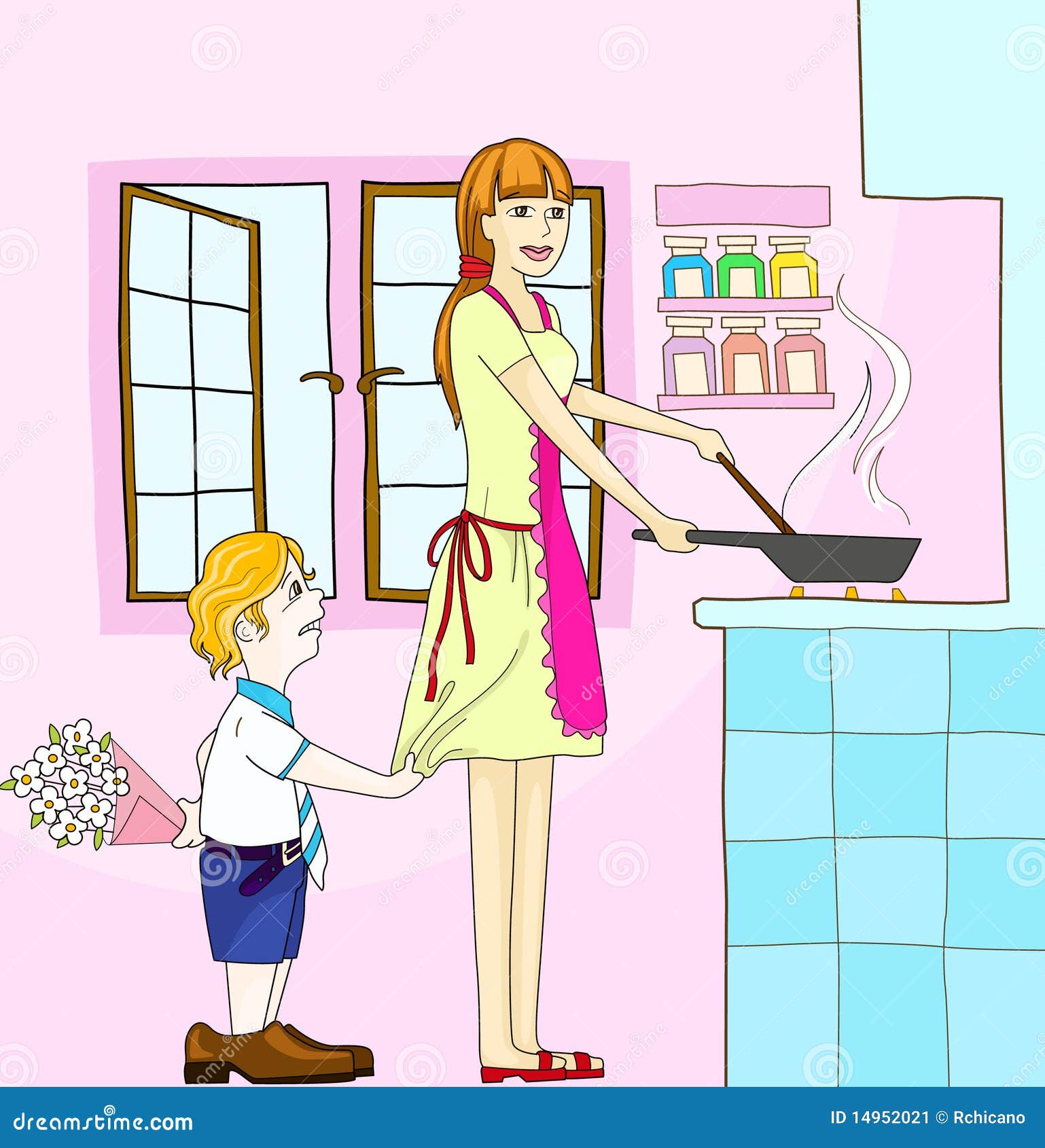 Мама на кухне на английском. Мама на кухне иллюстрация. Мама на кухне рисунок. Домохозяйка иллюстрация. Рисунок мама за домашними делами.