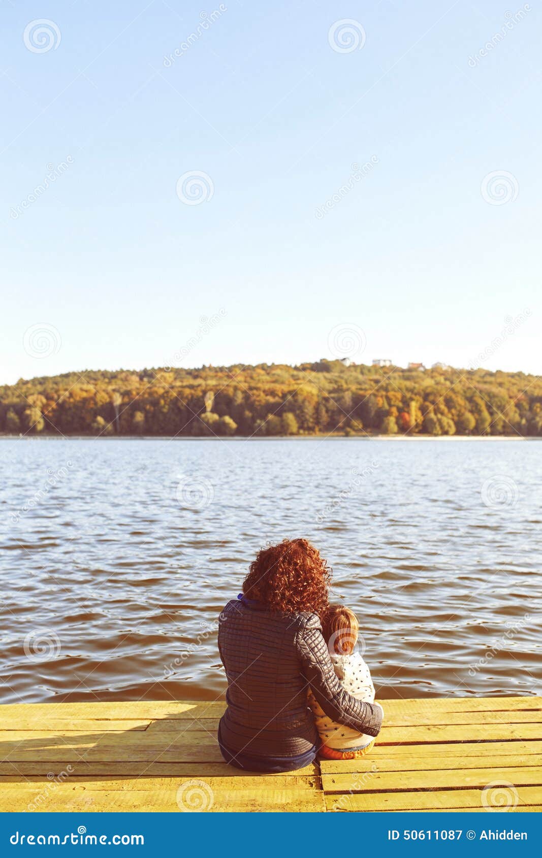 Mom and Son Resting by the Lake Stock Image - Image of childhood, happy ...