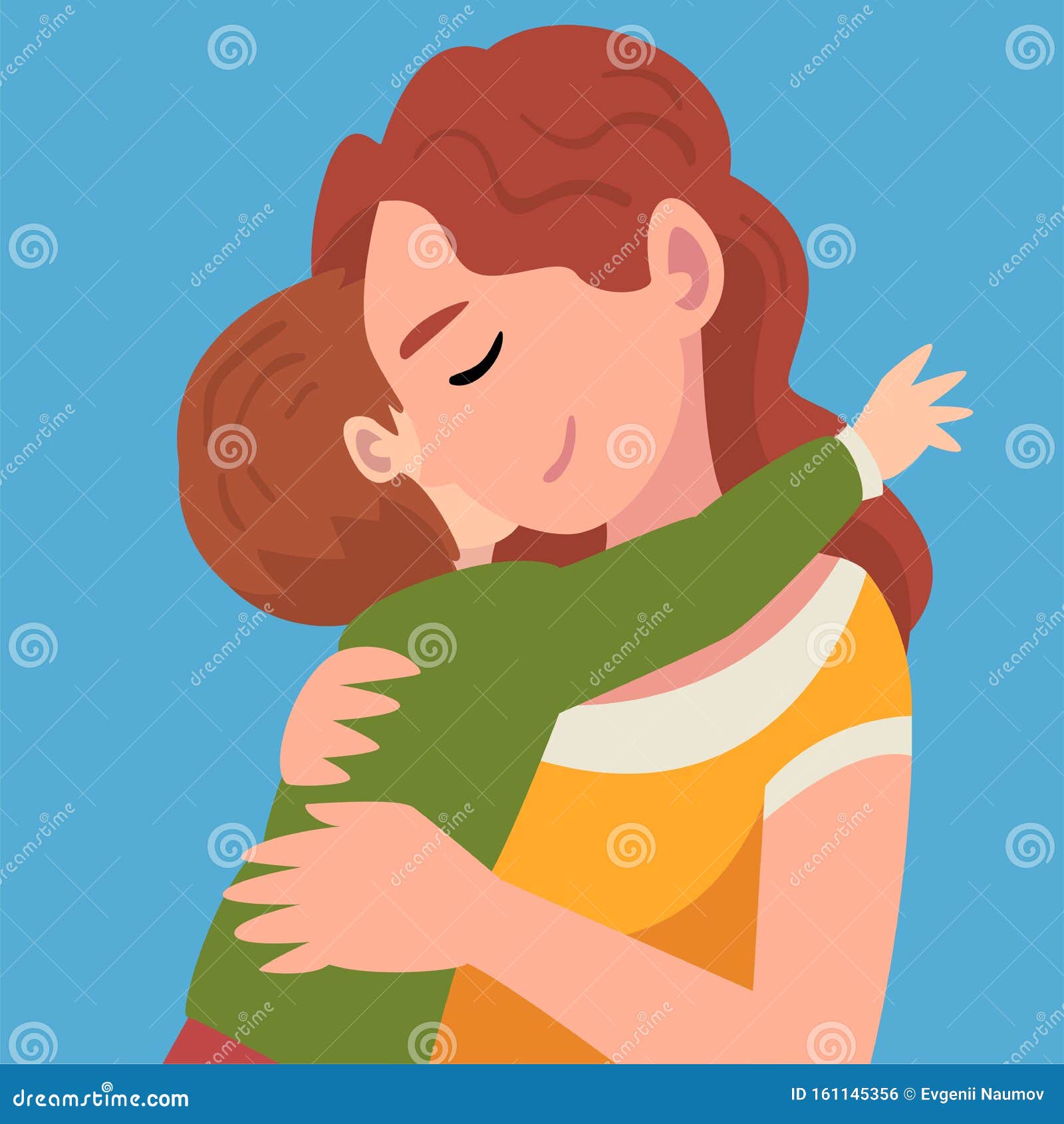 Mom And Son S Hugs Cartoon Vector Illustration