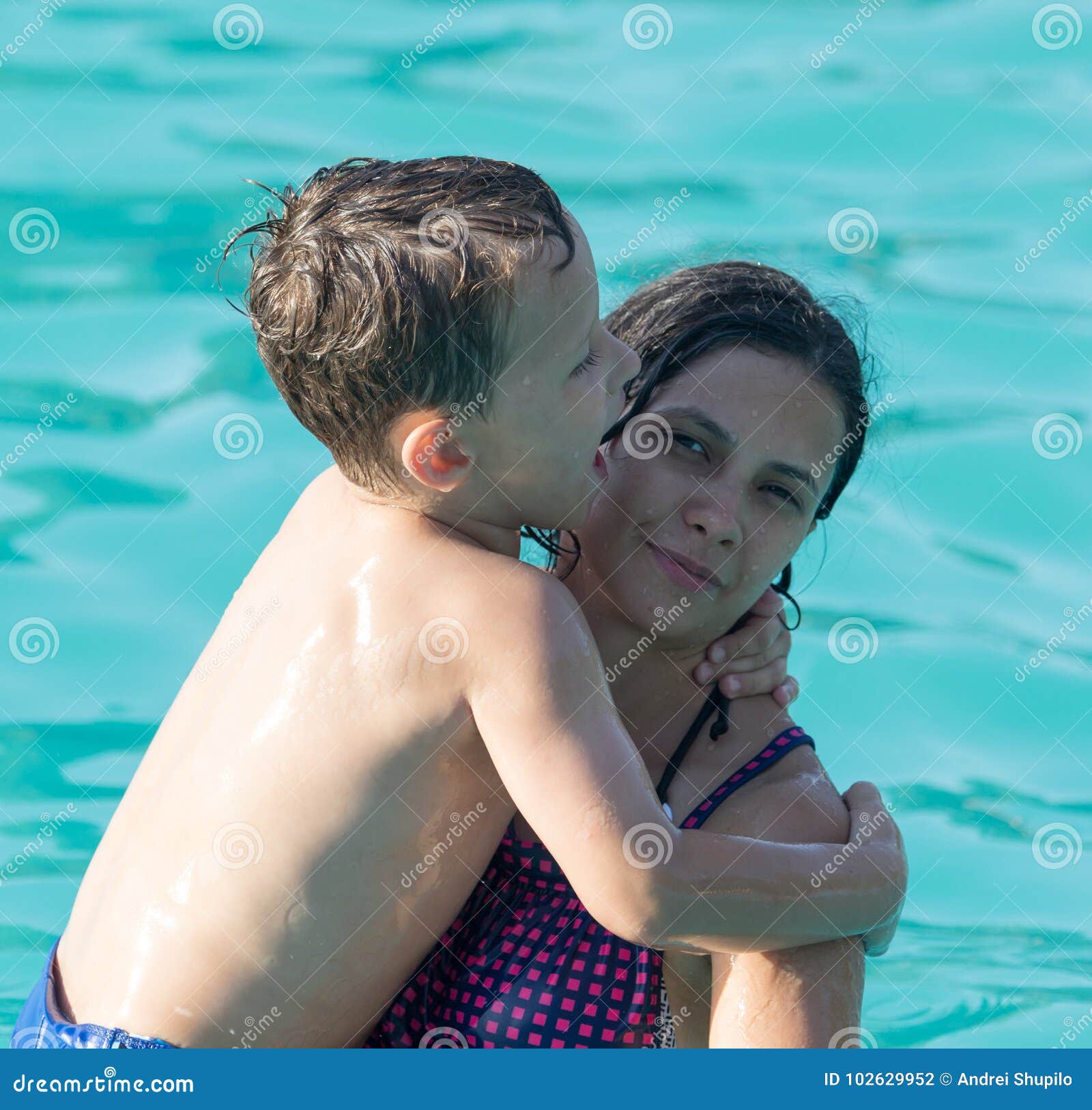 Mom And Son Swimming In The Pool Stock Photo Image Of Swim Pool