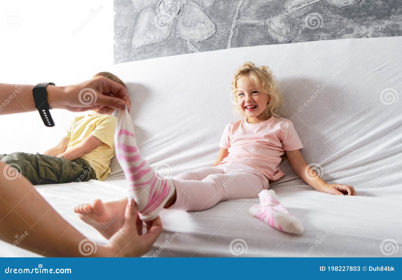 Feet and socks - tickle tickle Stock Photo