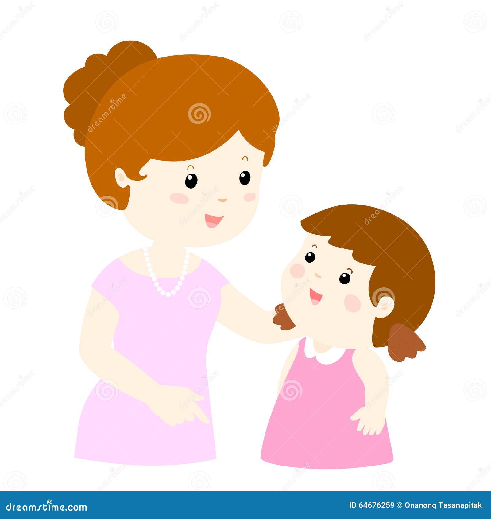 Mom Talk To Her Daughter Gently Cartoon Stock Vector - Illustration of  female, icon: 64676259