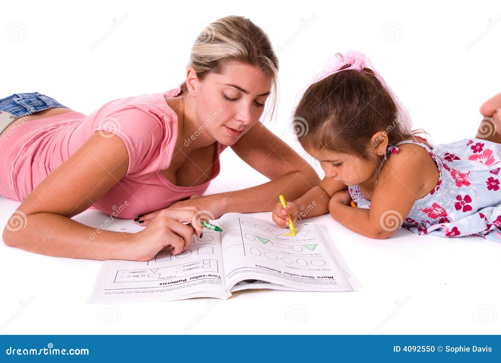 Mom teaching daughter. stock photo. Image of beauty, educate - 4092550