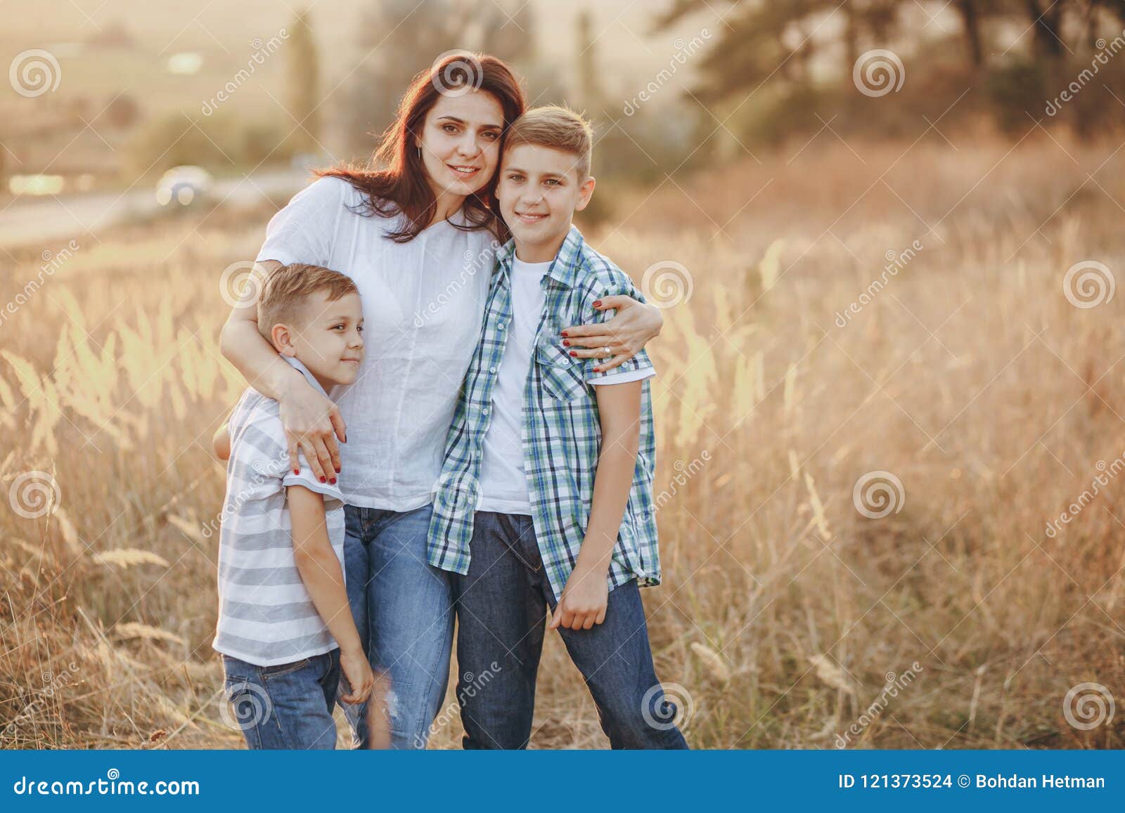 Mom And Two Sons Stock Photo Image Of Human Parent 121373524