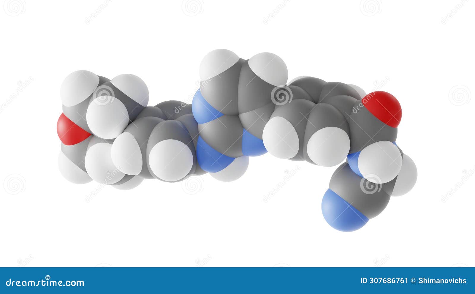 momelotinib molecule, gs-0387, molecular structure,  3d model van der waals