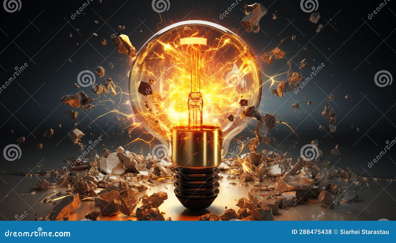 The Moment of Ignition of the Light Bulb,Generated by AI Stock Photo Image of explosion