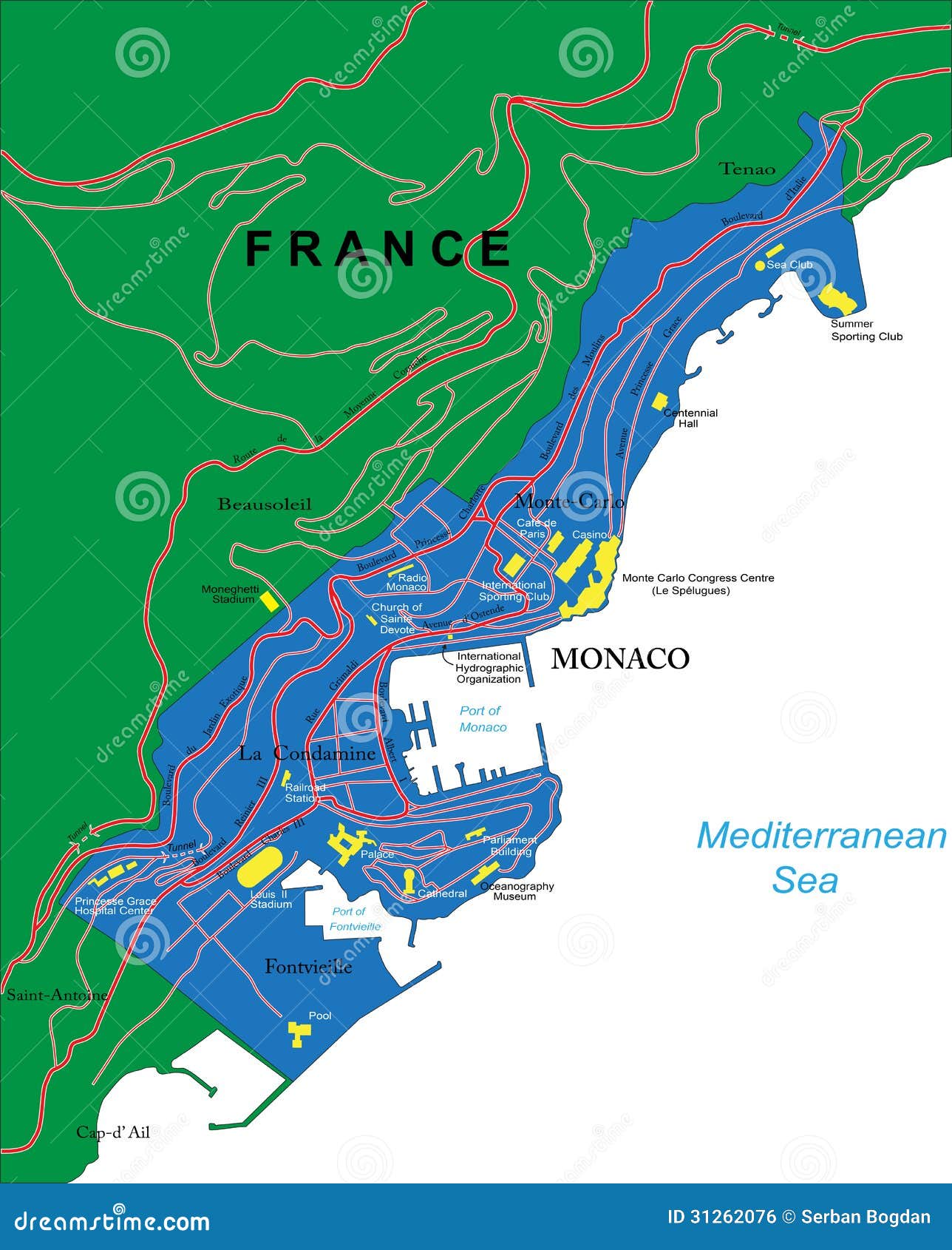 Monaco-Karte vektor abbildung. Illustration von cote - 31262076