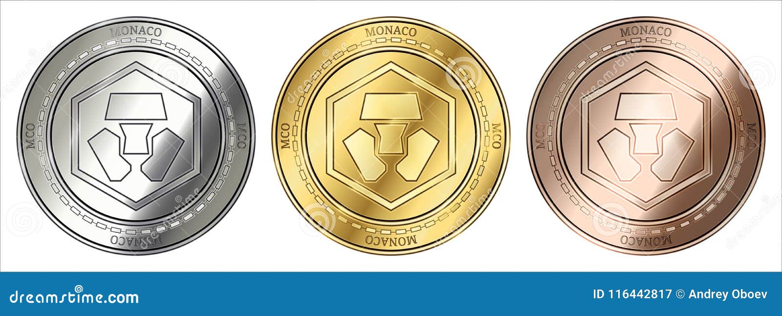 Monaco MCO coin set. stock vector. Illustration of cryptography - 116442817