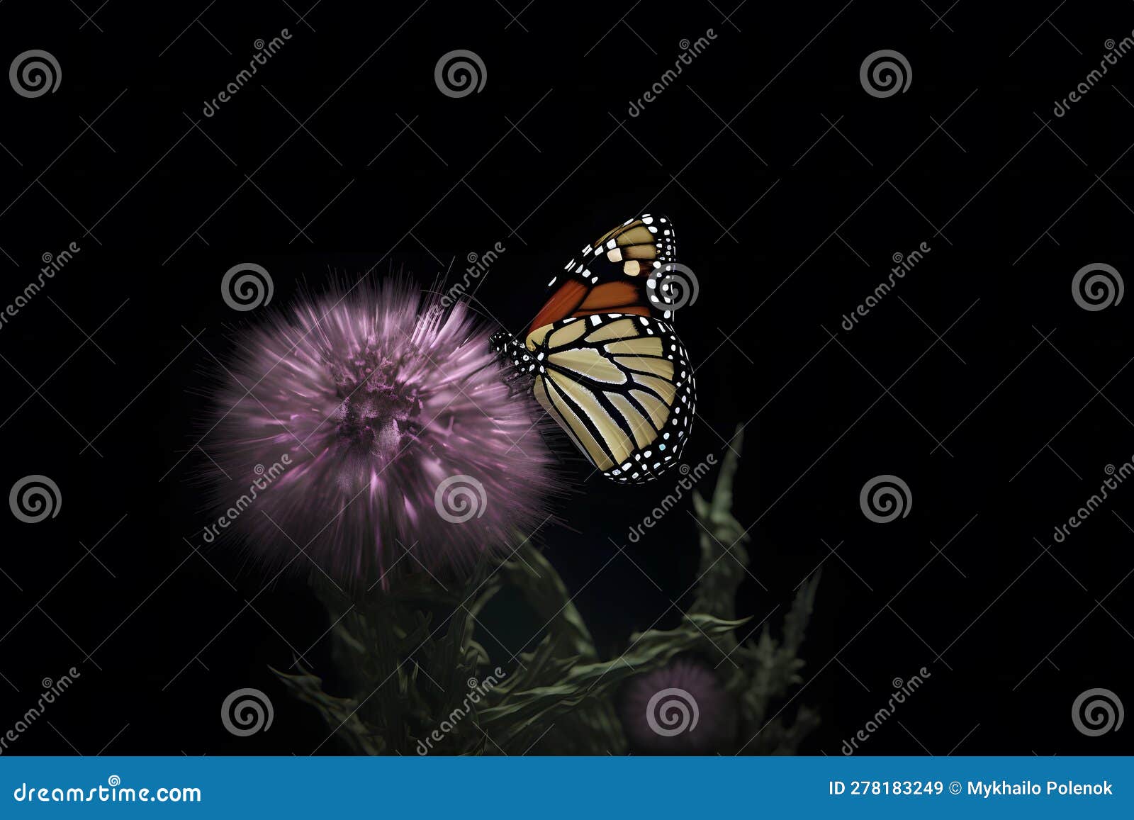 Monarch Butterfly on Flower. Neural Network AI Generated Stock