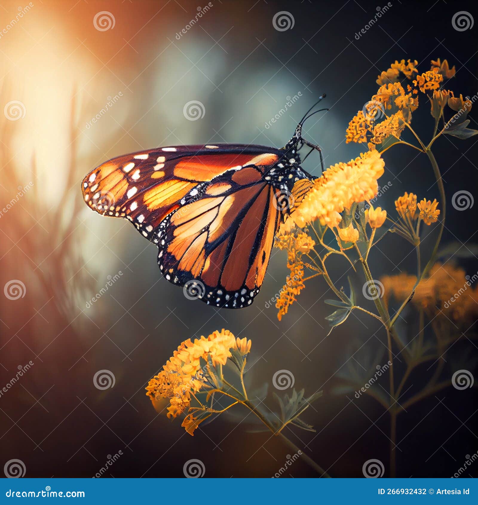 Monarch Butterfly Pollinating Flowers Stock Photo Image of