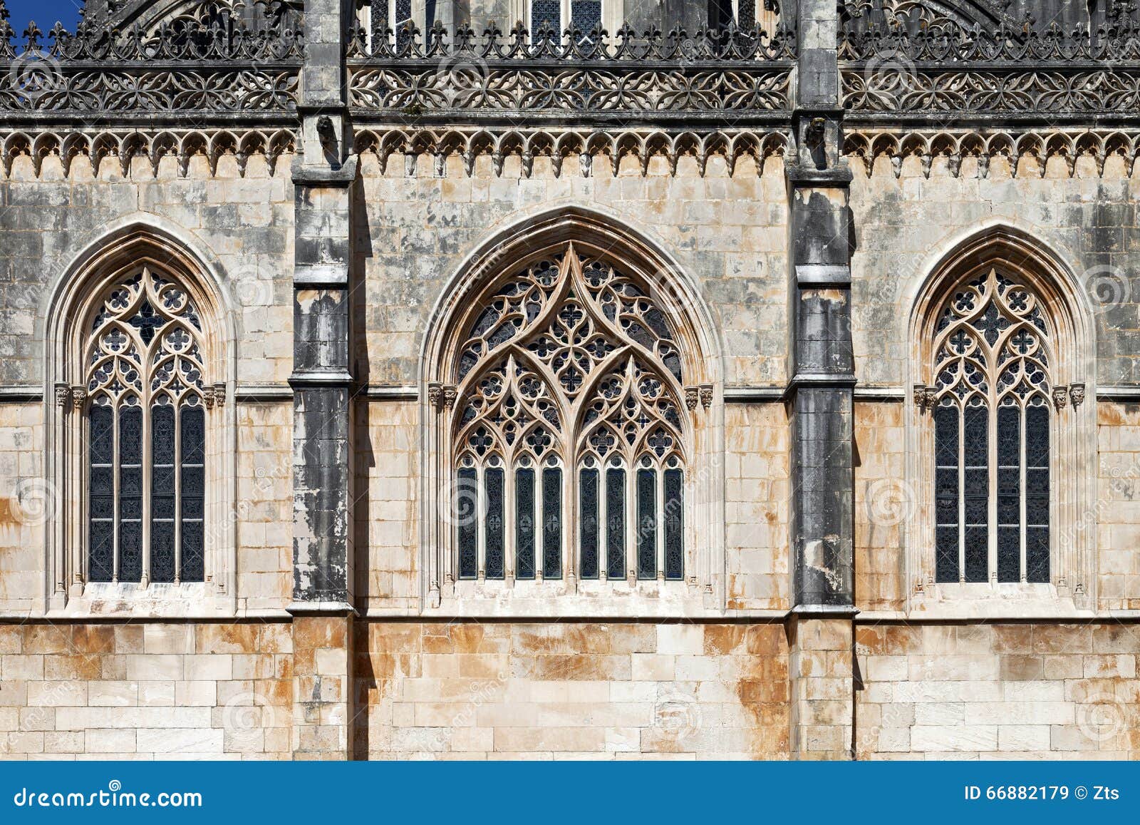 monastery of batalha. gothic windows in tracery of the capela do fundador