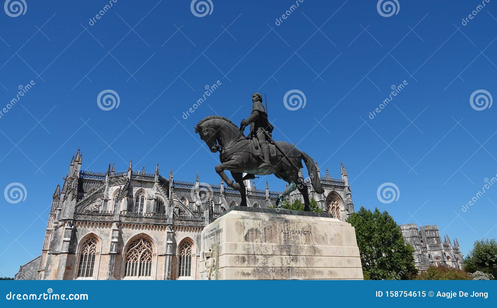 monastery of batalha with statue of general pereira in portugal