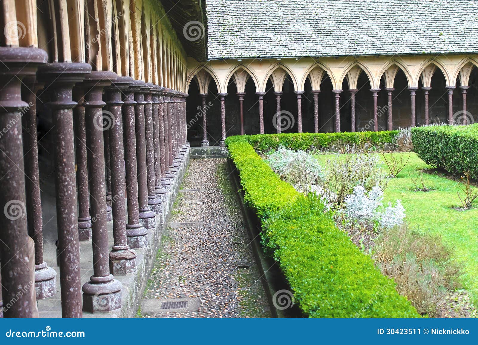 The Monastery Garden in the Abbey of Mont Saint Michel. Stock Image