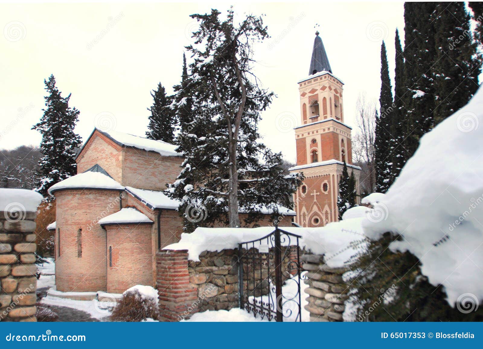 the monastery of st. nino at bodbe in winter