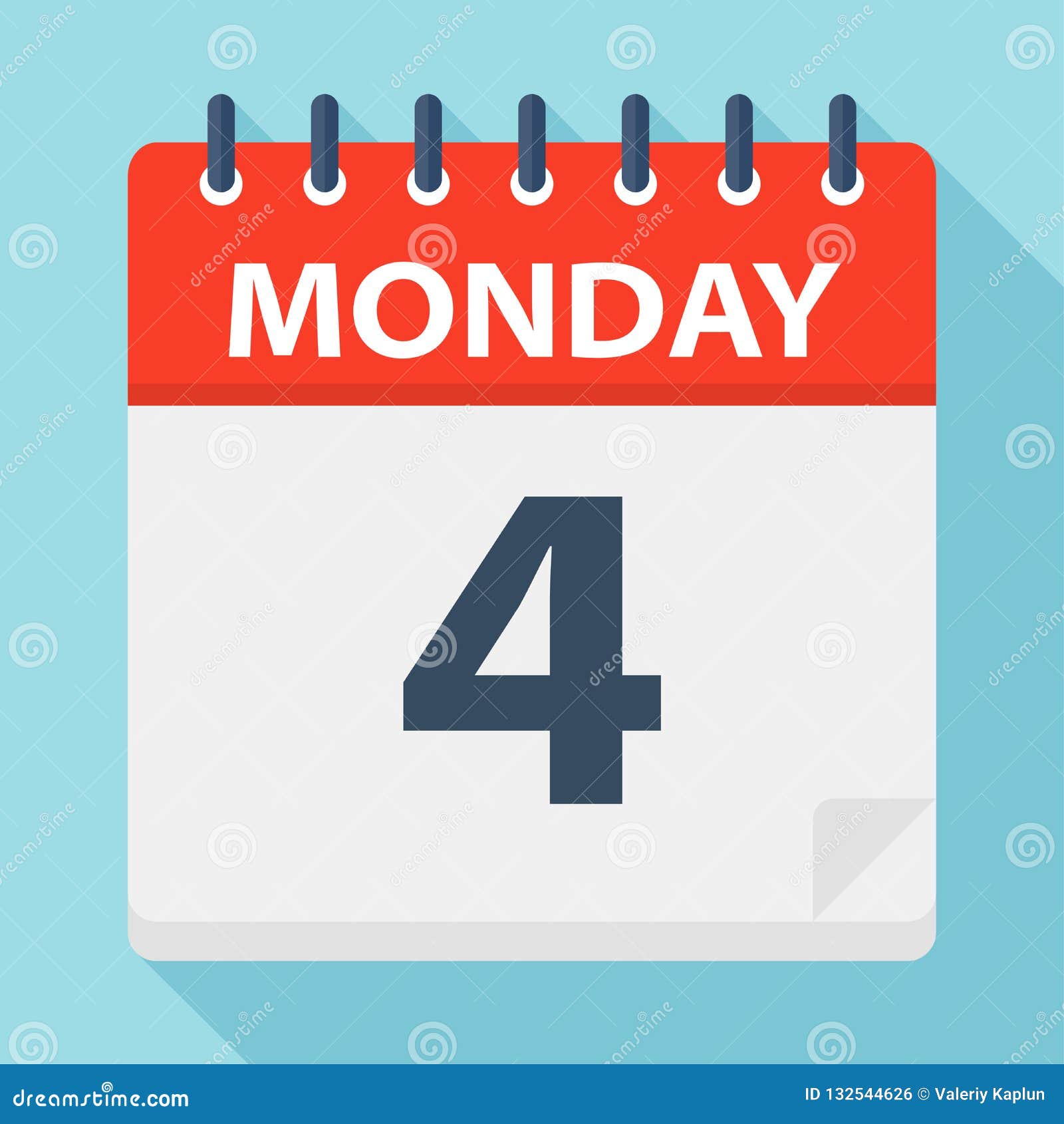 Monday 4 Calendar Icon. Vector Illustration of Week Day Paper Leaf