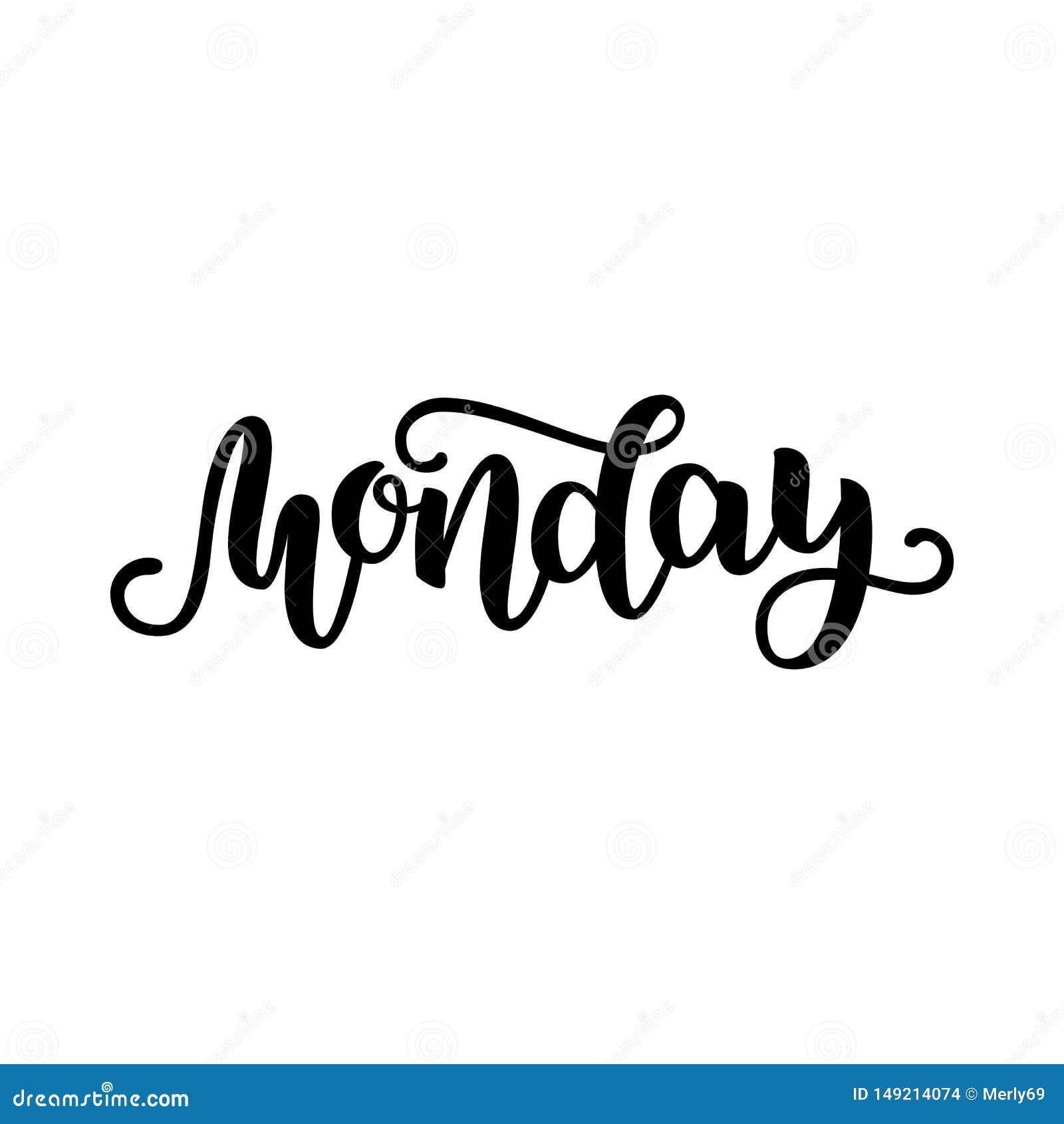 Monday Handwriting Font By Calligraphy Illustration Isolated On White