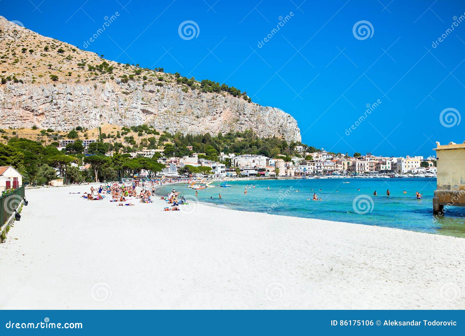 Mondello Beach in Palermo, Sicily. Editorial Photo Image of panorama
