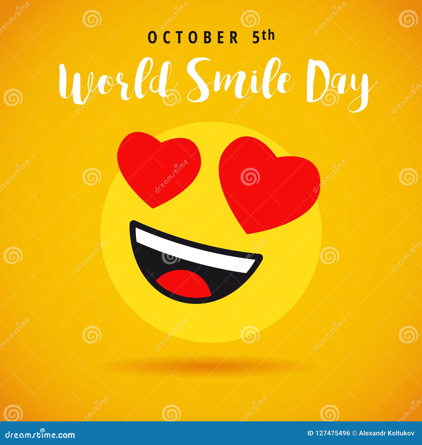 Mondo Sorriso Giorno Insegna Del 5 Ottobre Con L Emoticon Di Amore Illustrazione Vettoriale Illustrazione Di Background Celebrazione