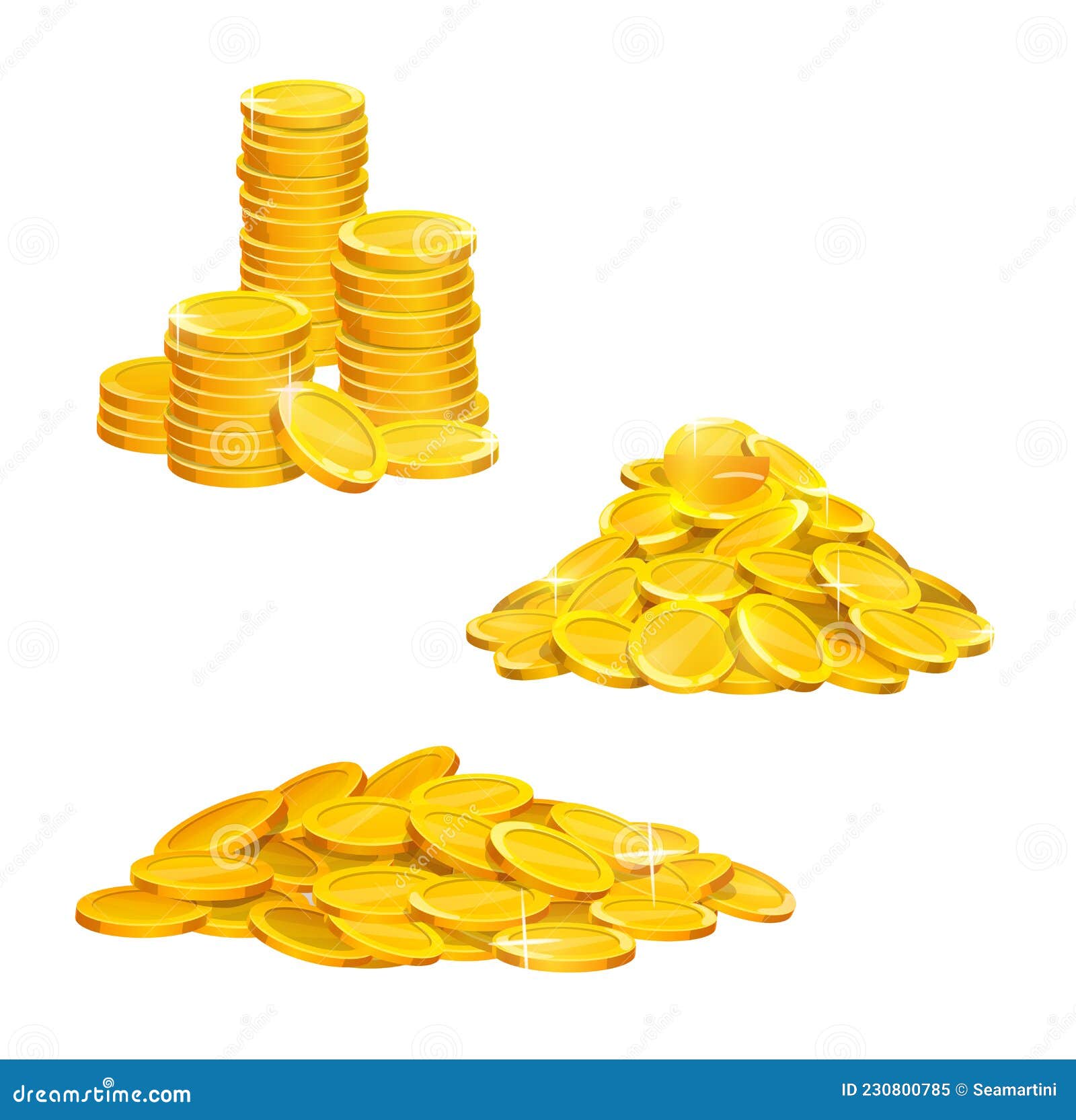 Monedas De Oro De Dibujos Animados Apilar Y Apilar Dinero De Oro  Ilustración del Vector - Ilustración de renta, icono: 230800785