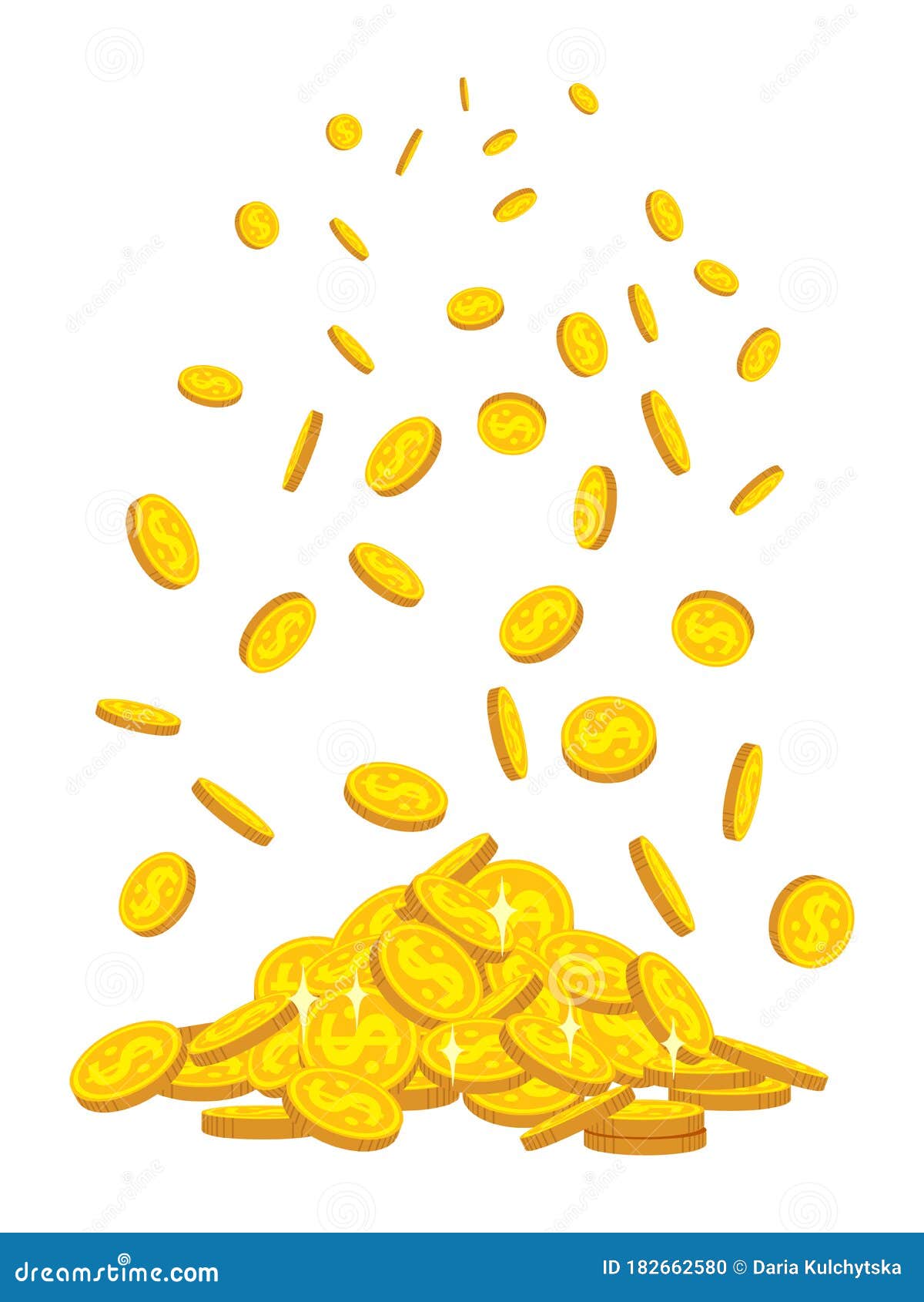 Monedas De Oro De Montaña Caen Estilo De Dibujos Animados Planos  Ilustración del Vector - Ilustración de amarillo, abundancia: 182662580