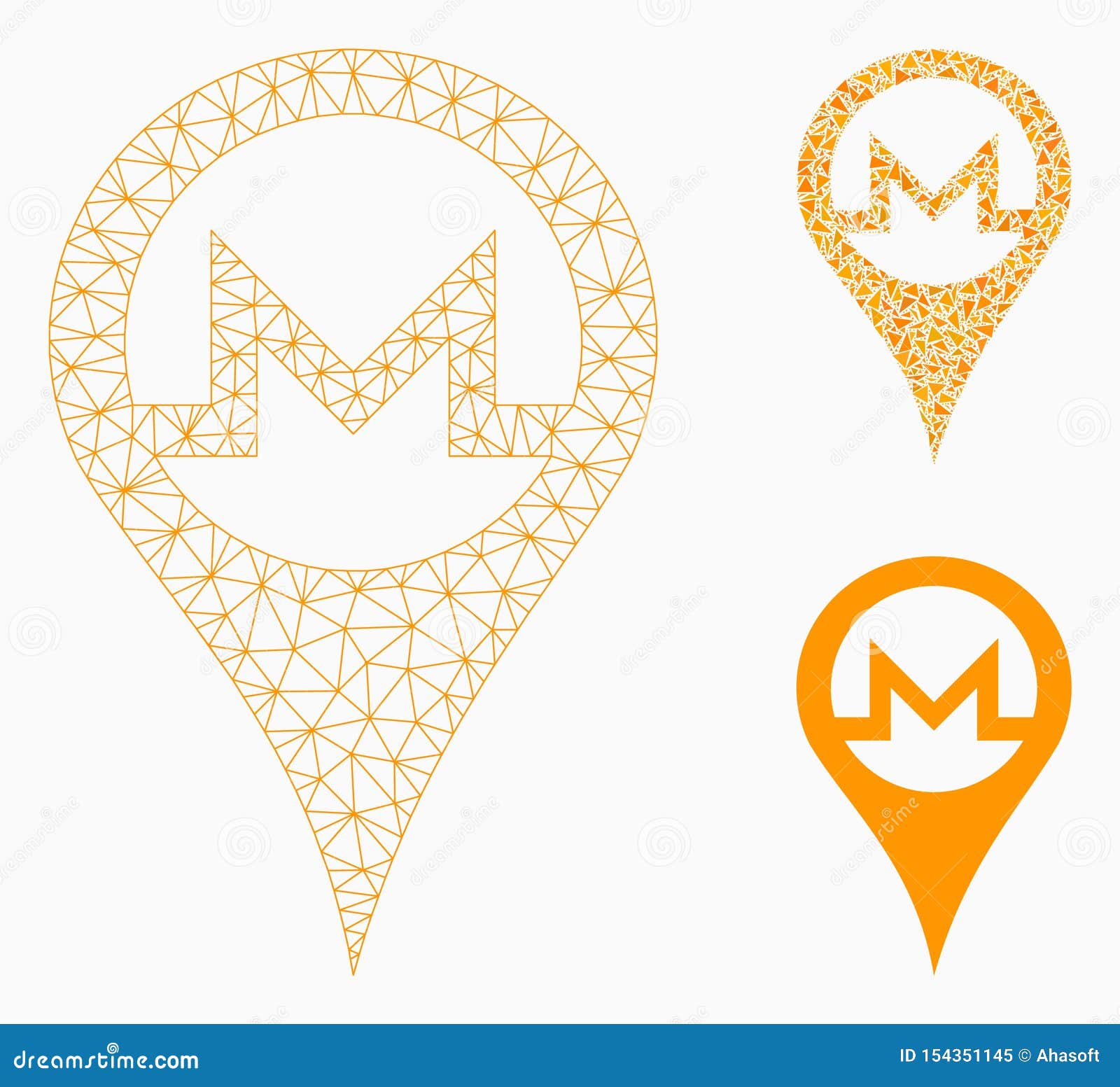 Monero Map Pointer Vector Mesh Network Model and Triangle Mosaic Icon Editorial Image