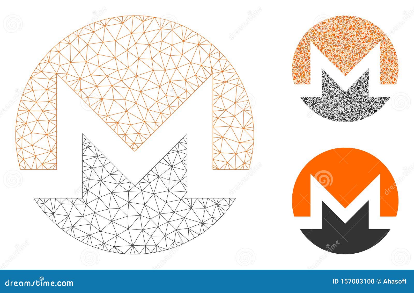 Monero Monero Moneda Vector Mesh Carcasco Modelo E A Cono De Mosaico Tria Ngulo Ilustracion Del Vector Ilustracion De Negocios Salarios