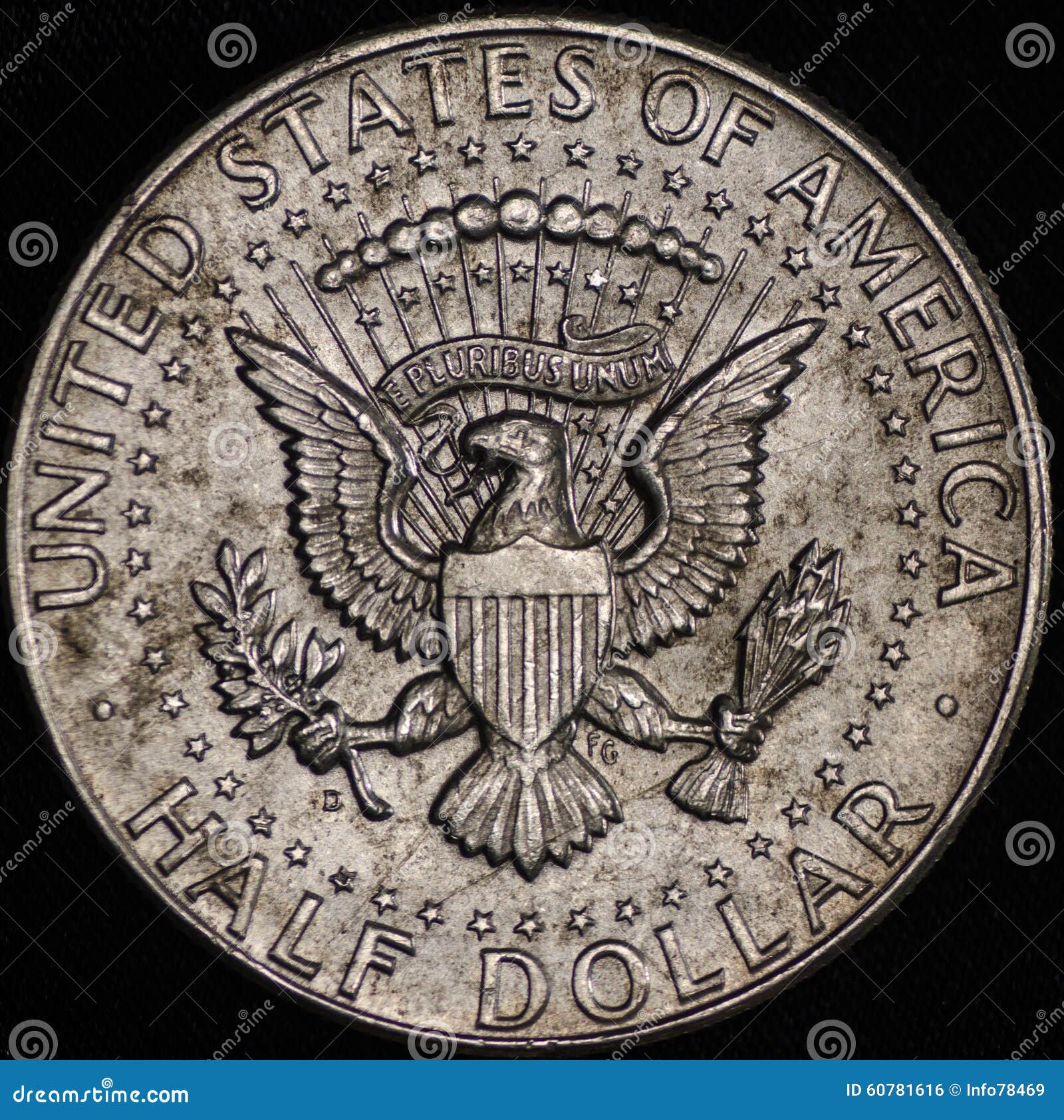 Moneta D&rsquo;argento Americana Del Mezzo Dollaro Fotografia Stock