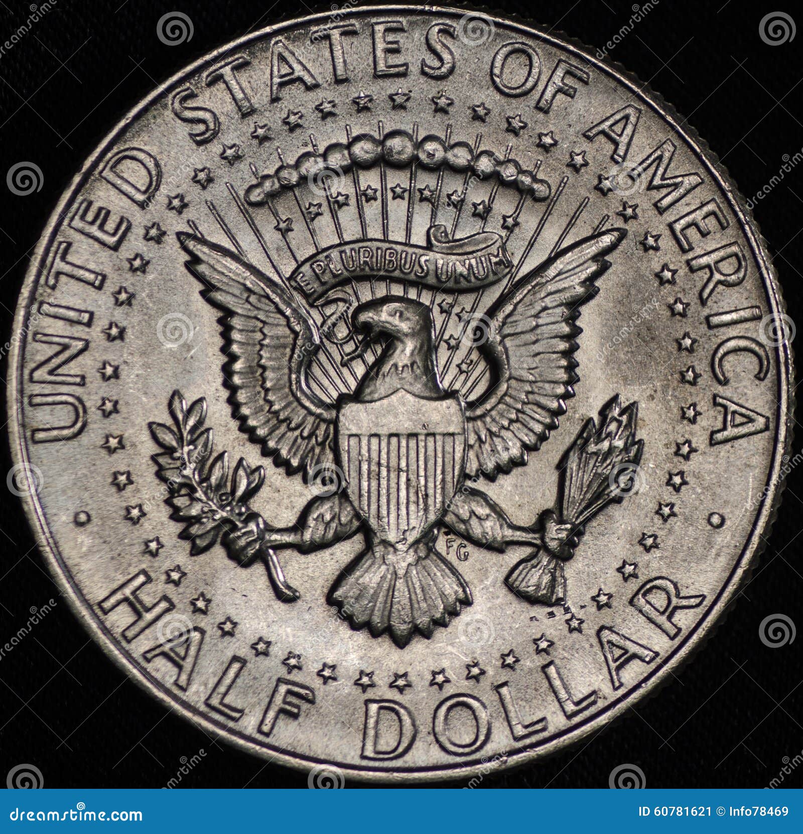 Moneta D&rsquo;argento Americana Del Mezzo Dollaro Immagine Stock - Immagine