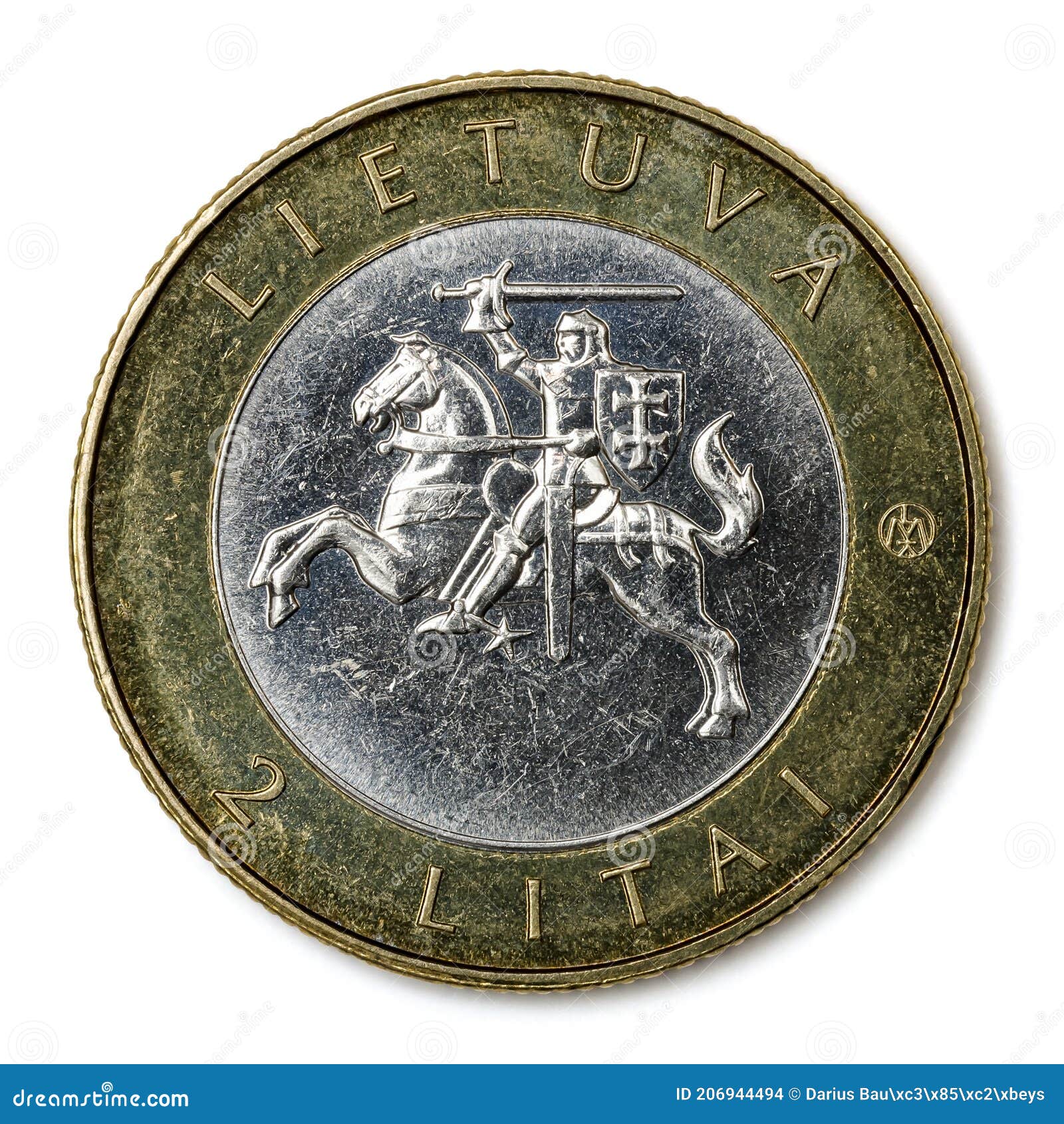 Moneta Da Collezione Di 2 Litas Denominativo Della Lituania Fotografia  Stock - Immagine di moneta, commercio: 206944494