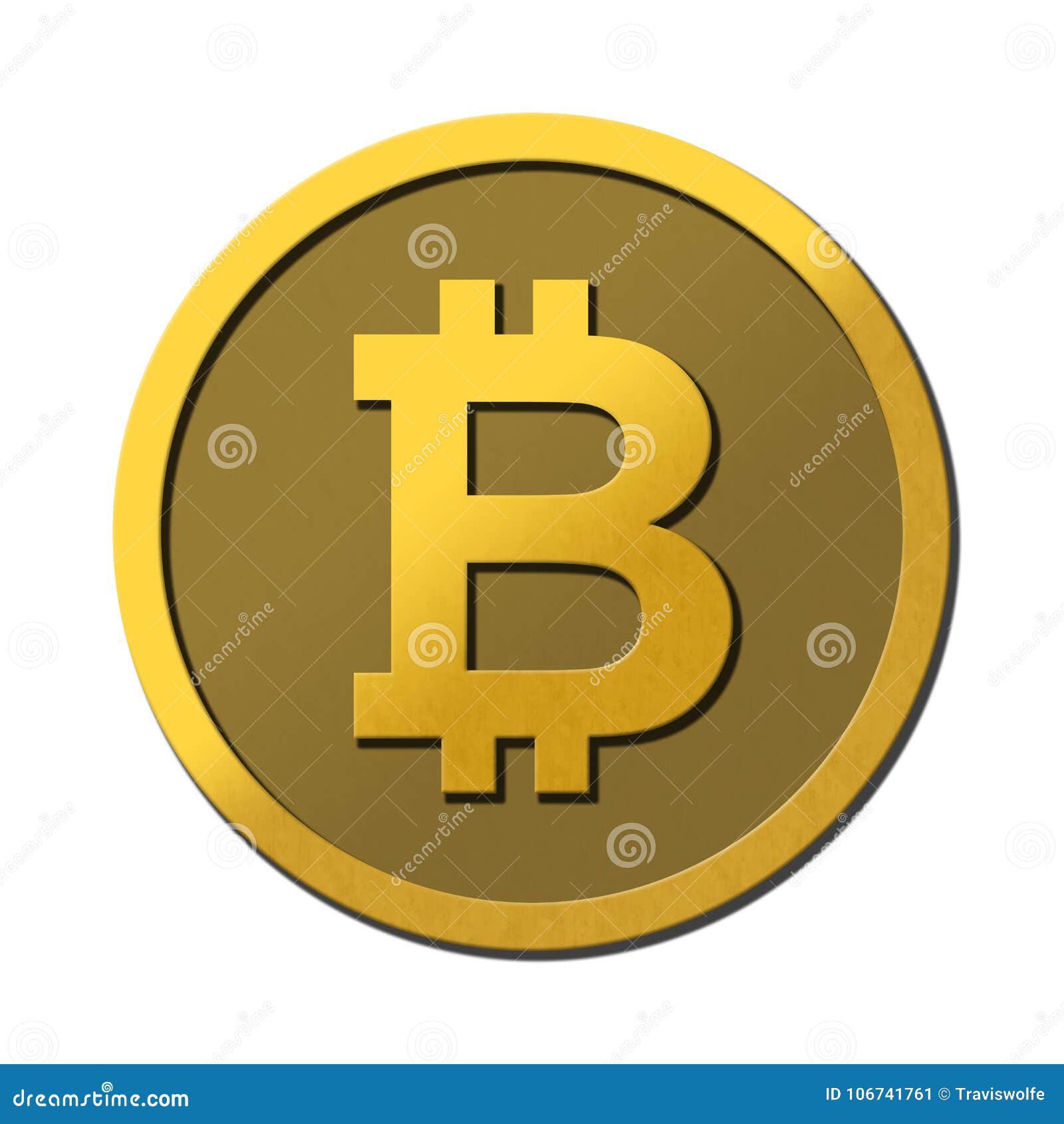 Moneta Dorata Di Simbolo Del Bitcoin Su Fondo Bianco Logo