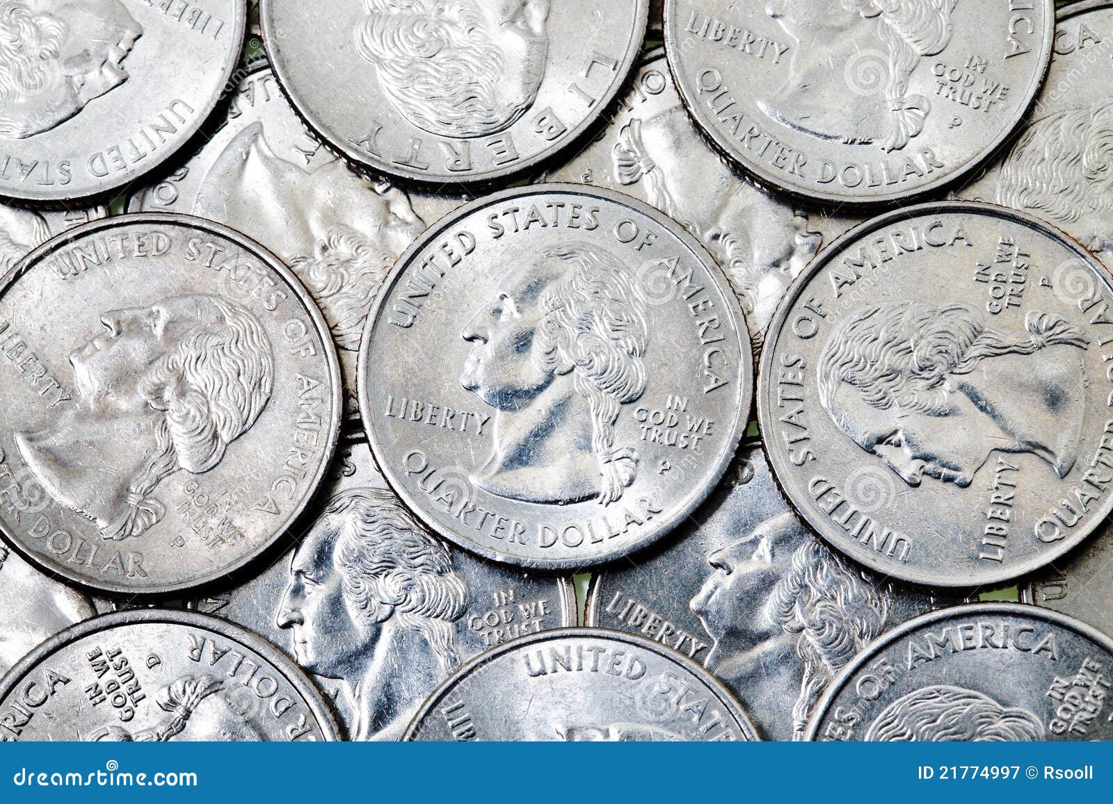 Monete americane immagine stock. Immagine di isolato - 21774997