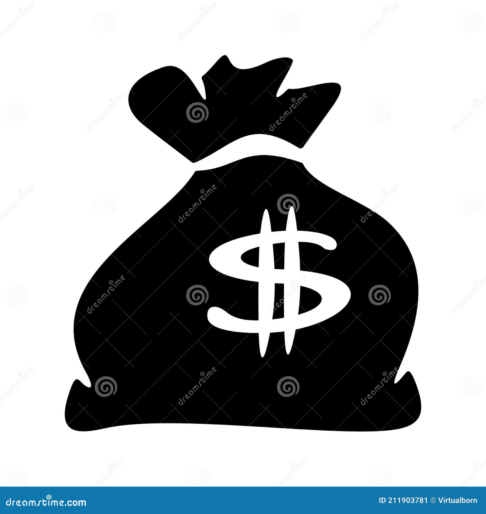 Money Bag Black Sack Dollar Symbol Flat Icon Stock Vector
