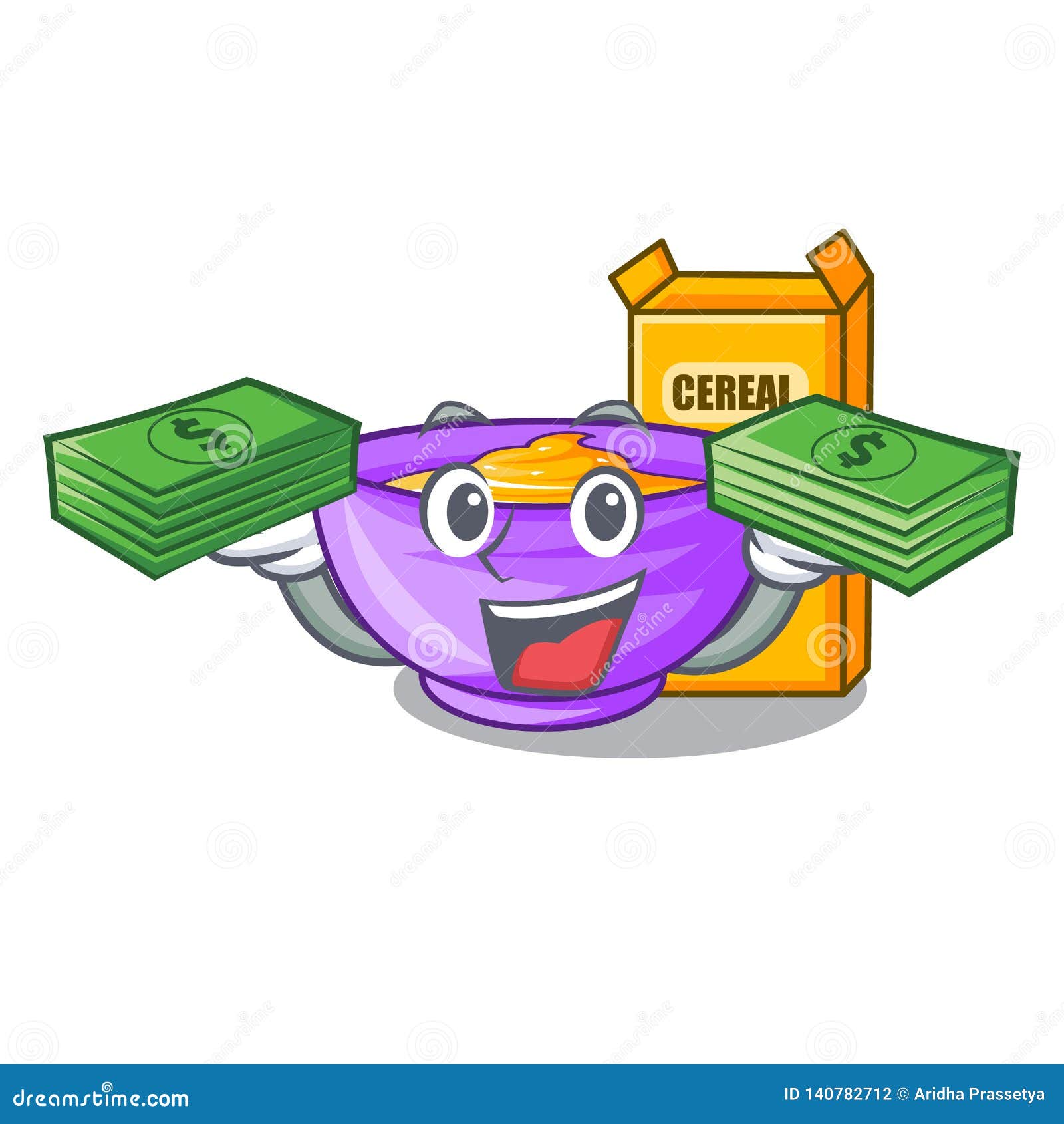 With money bag rice bowl mascot cartoon Stock Vector