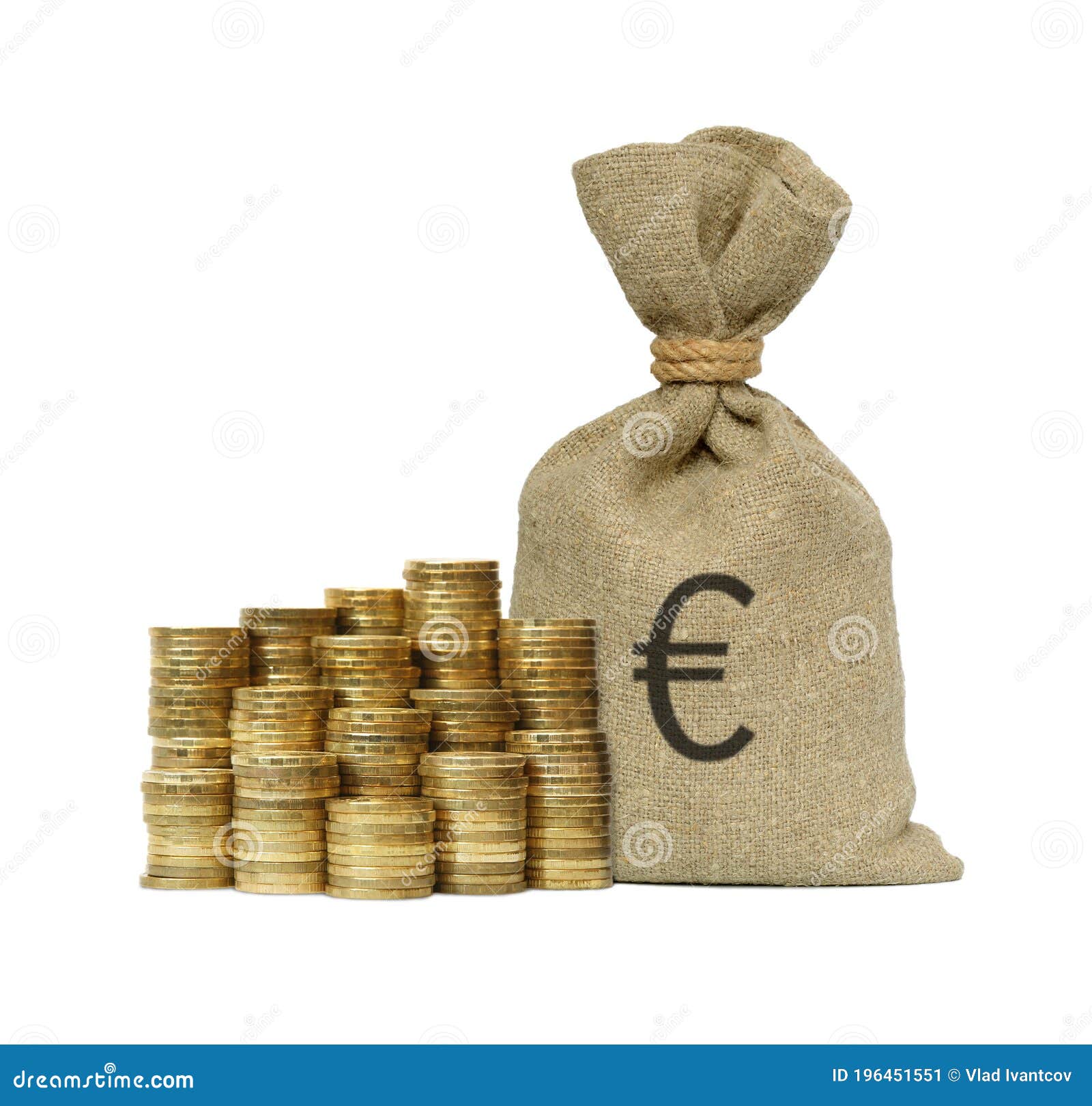 Money bag and coins stock image. Image of close, cash 196451551
