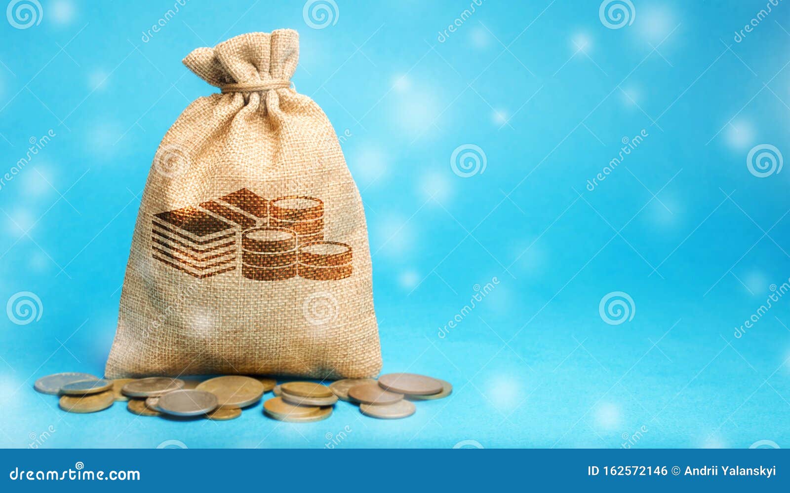 Money Bag With Coins And Snowfall Business And Finance Loans