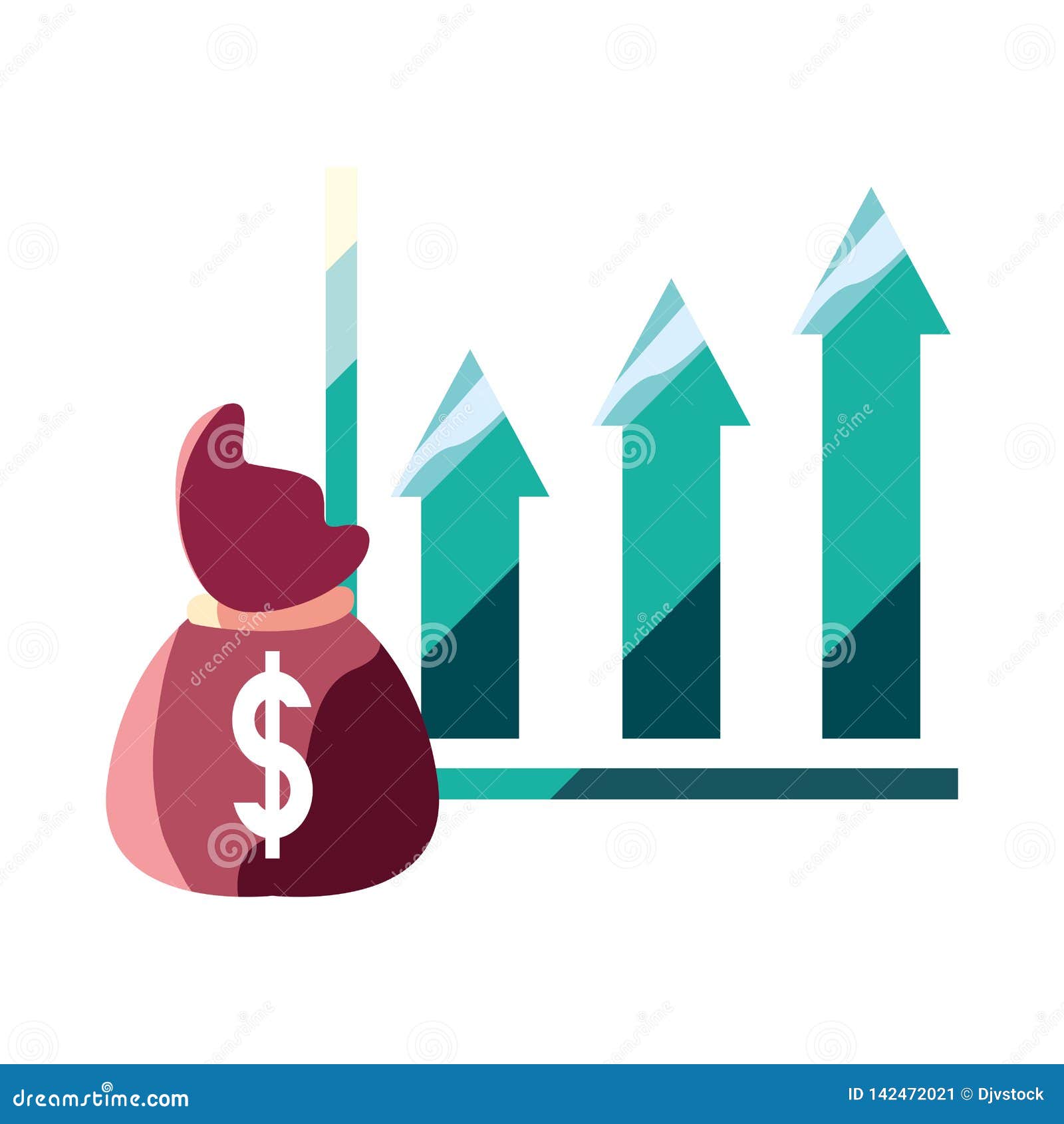 Money bag dollar chart stock vector. Illustration of money - 142472021