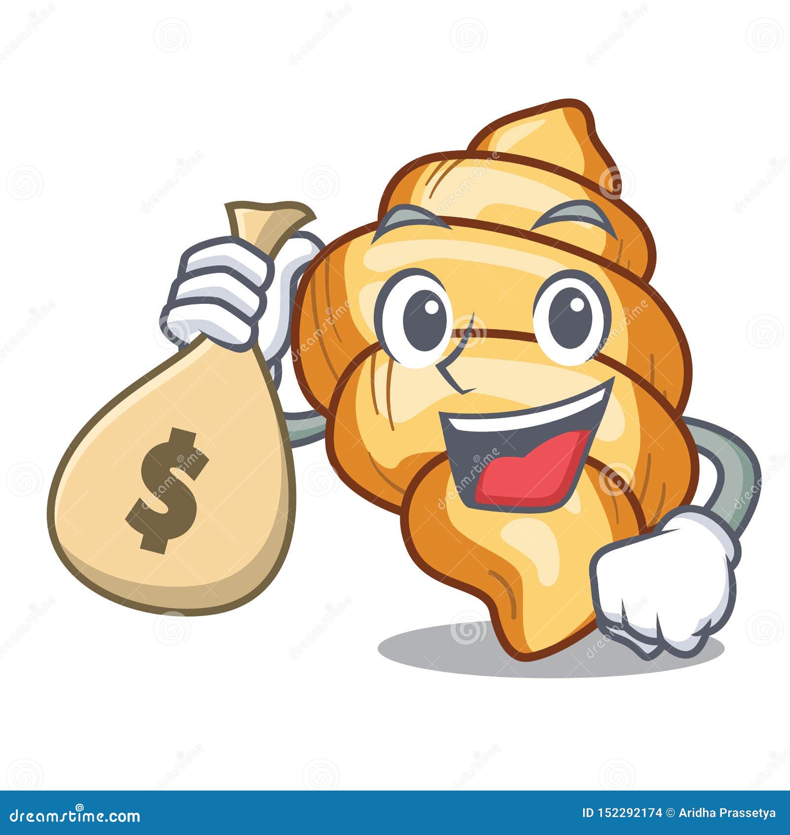 With Money Bag Gnocchi Pasta Isolated in the Character Stock Vector