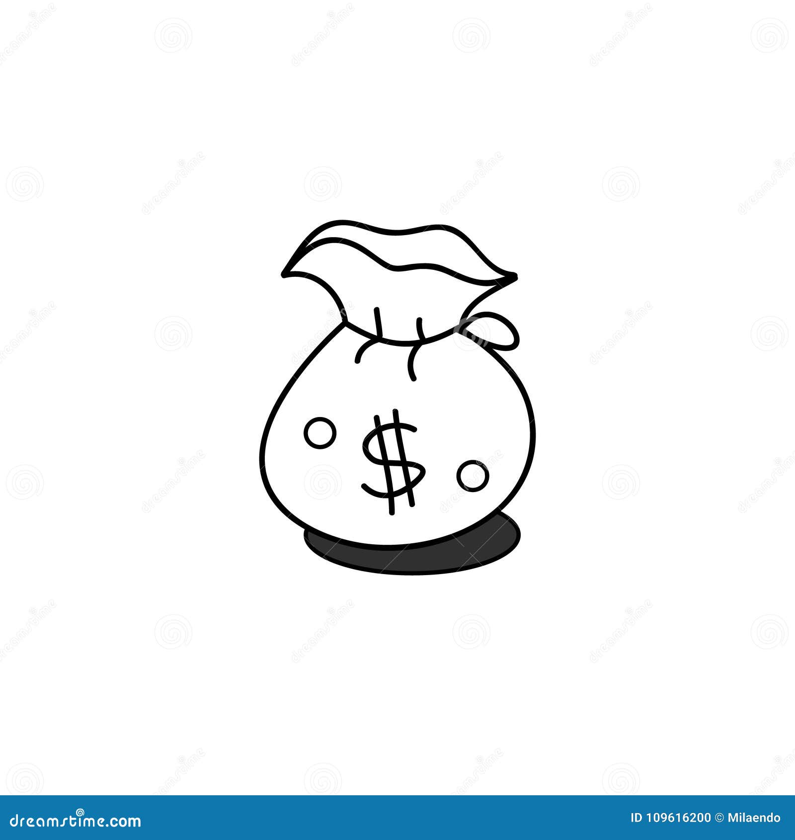 Money bag icon outline stock vector. Illustration of pound - 109616200